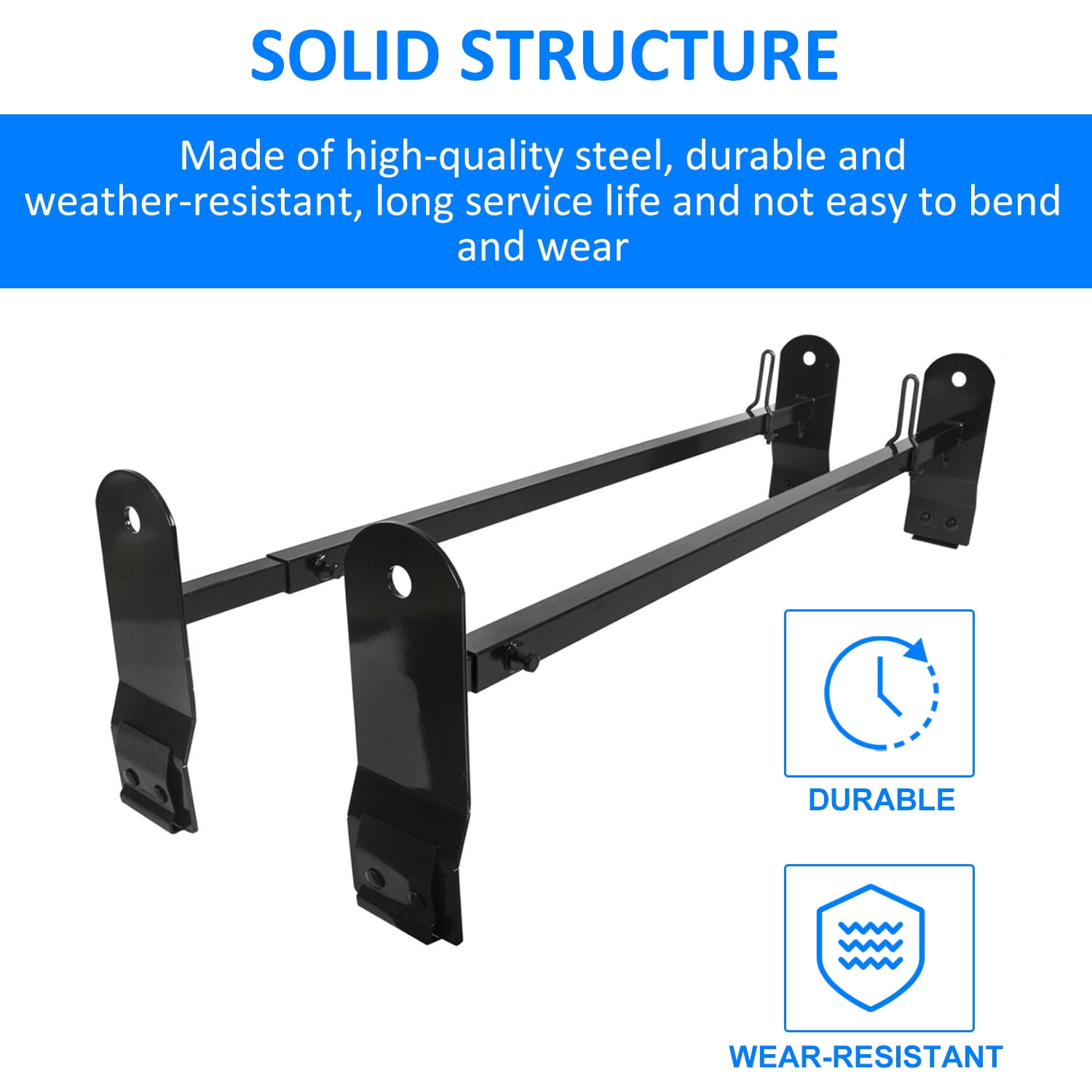 KOJEM Adjustable Roof Ladder Racks 53"-66" Van Ladder Rack for 2003-2017 Chevy Chevrolet Express 2500 for GMC Savana  for 1999-2014 Dodge Ford  E-250/E-350 Van Roof Rack Ladder Carrier