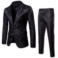 thumbnail image 2 of Traje de hombre con solapa de un botón y cara brillante con estampado oscuro para discoteca de otoño, 2 of 6