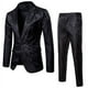 thumbnail image 4 of Traje de hombre con solapa de un botón y cara brillante con estampado oscuro para discoteca de otoño, 4 of 6