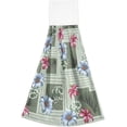 thumbnail image 2 of SKYSONIC Blue and Pink Flowers Pattern on Green 2Pcs Hanging Hand Towels with Hanging Loop, Absorbent Bathroom Hand Towels Soft Thick Dish Cloth Hand Towels for Kitchen Bathroom, 12"x17" Hangi, 2 of 6