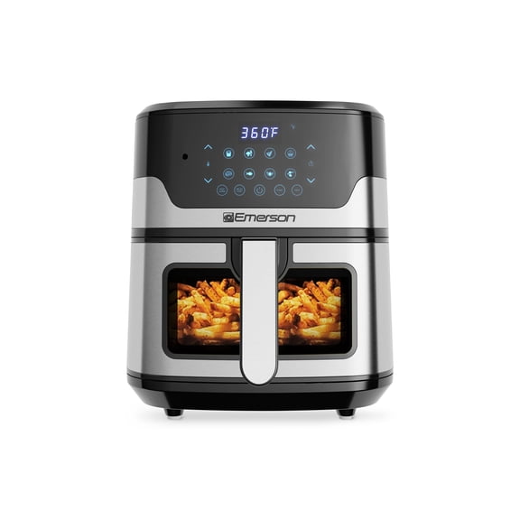 Emerson SmartVoice 5.3QT 6-in-1 Air Fryer, 1K Voice Control Commands, 100 Recognized Food, No APP, No WIFI, Air Fry, Bake, Reheat, Dehydrate, 1500W
