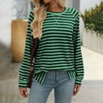 thumbnail image 2 of Shirts for Women Dressy Casual Striped Color Block Long Sleeve Round Neck Pullover Tee Tops Regular Fit Workout Blouses 2025 Trendy Clothes, 2 of 9