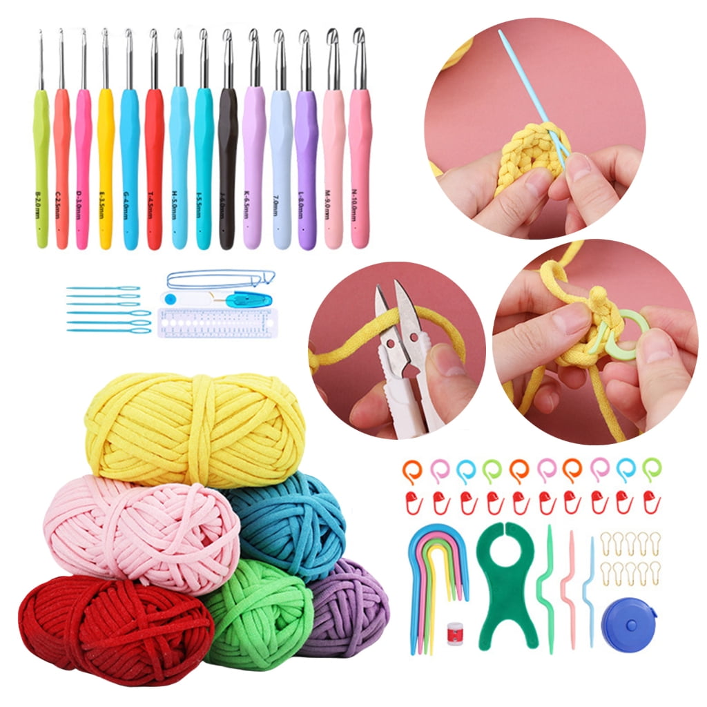 Ergonomic Crochet Hook Sewing Needle Knitting Accessories Set with Crochet Bag