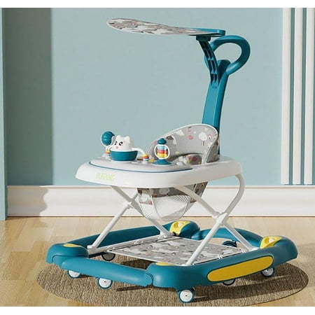 Magic Co. Foldable Baby Walker with Music Toy & Sunshade – Red, Push Handle Pad, 4 Modes for 1–3 Years