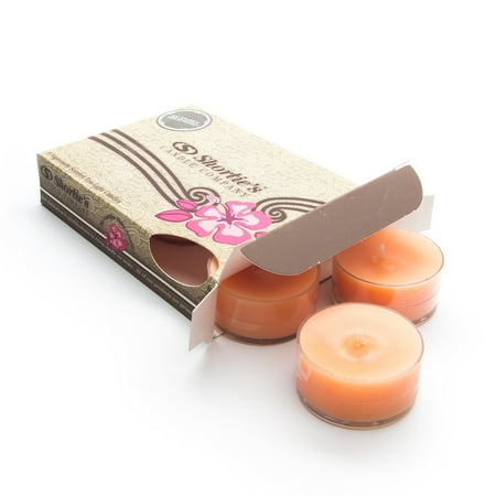 Orange Scented Candles Autumn Splendor Tealight Candles - Highly Scented with Natural Oils - 6 Orange Hand Poured Tea Lights - Clear Container for Beautiful Candlelight - Christmas & Holiday Collection ()