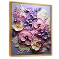 thumbnail image 2 of Designart "Pink And Purple Needlepoint Pansies" Pansies Floater Framed Canvas Wall Art, 2 of 5