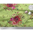thumbnail image 3 of Soimoi Silk Fabric Triangle,Berries & Rose Flower Printed Fabric 1 Yard 42 Inch Wide, 3 of 3
