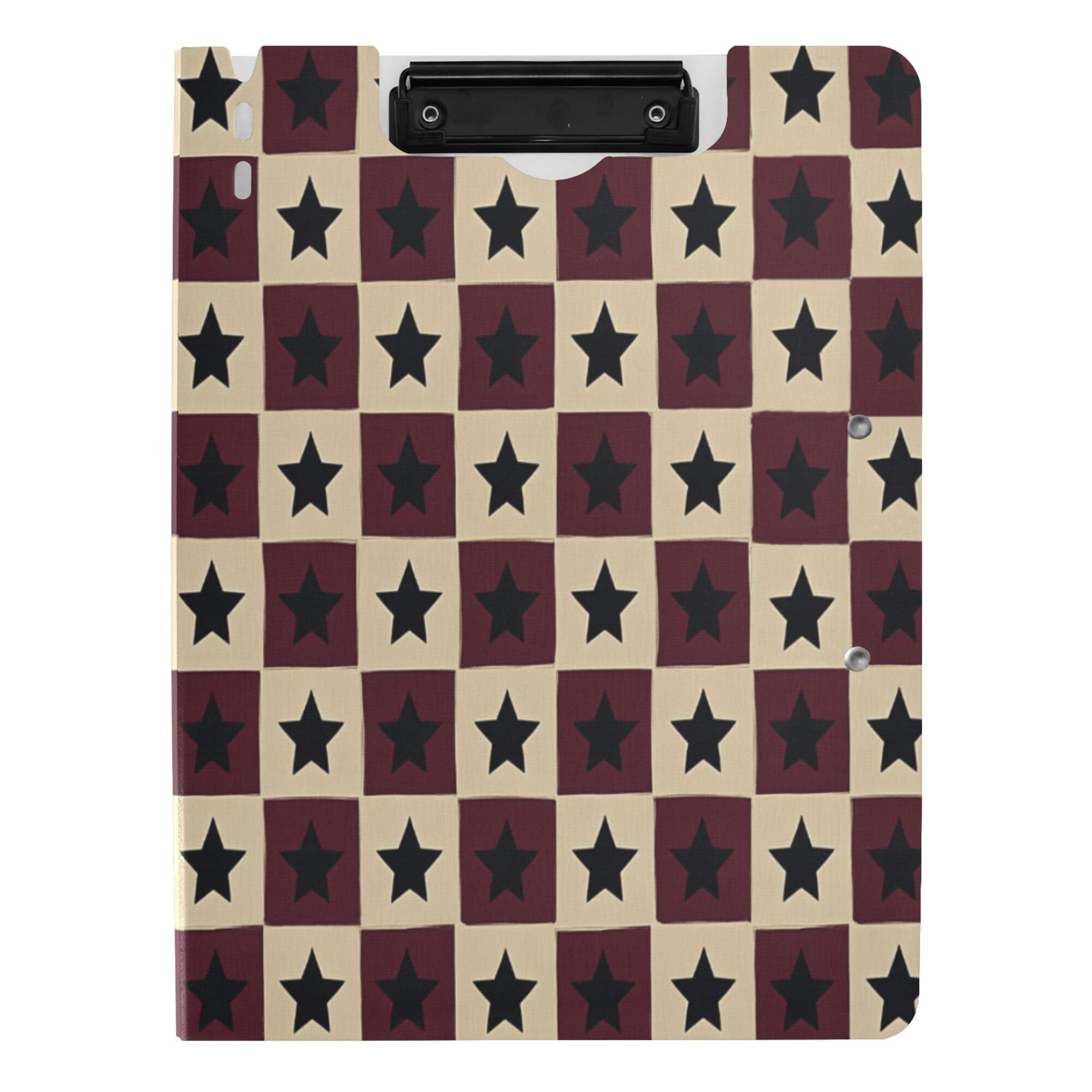 FORMRS A4 Clipboard Folder with Pen Holder Horizontal Foldable School Office Binder, Checkered Stars Pattern