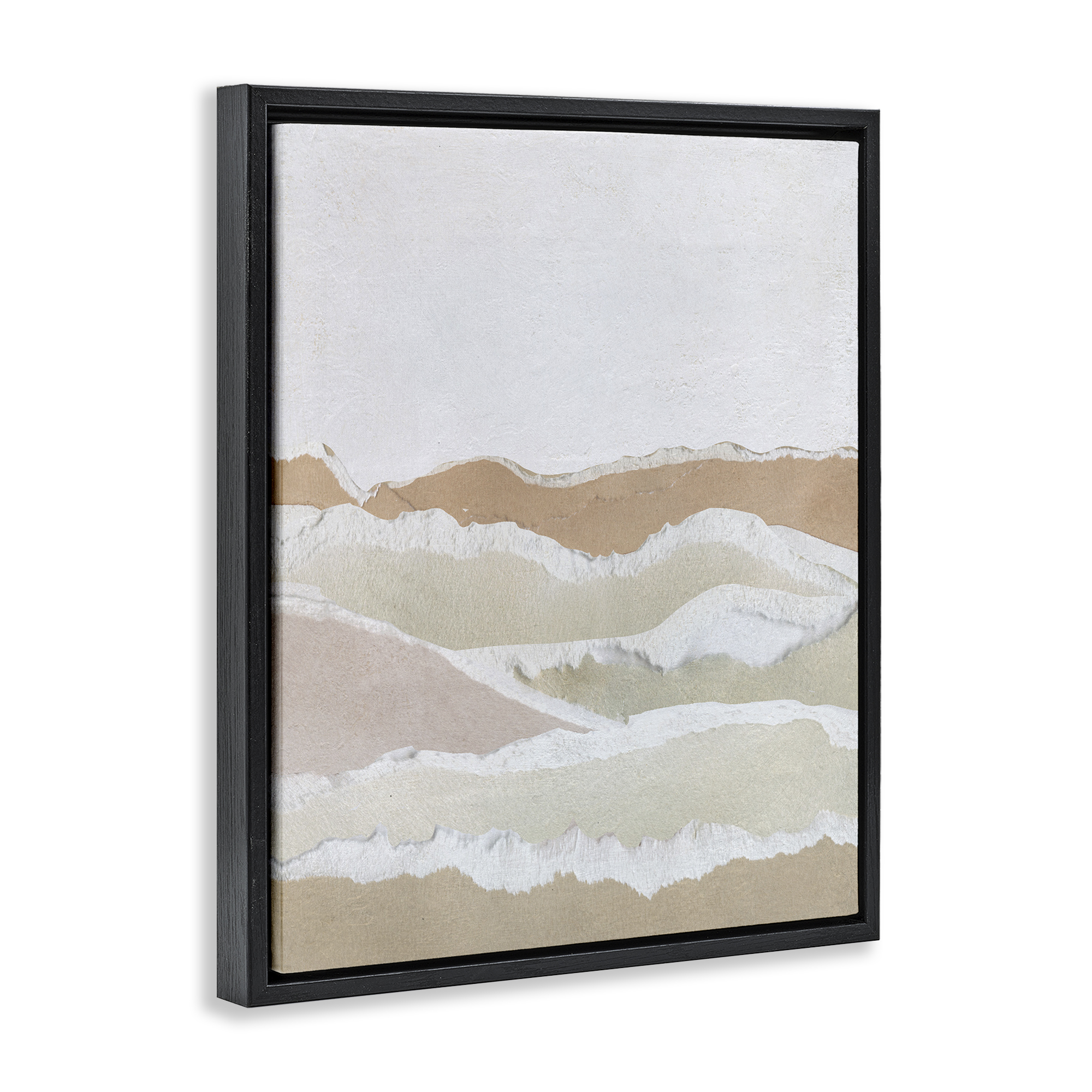 Stupell Industries Collaged Dessert Hills Abstract Painting Black Floater Framed Canvas Art Print Wall Art, 25 x 31