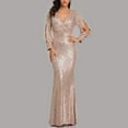 thumbnail image 2 of Prolriy Robes d'Invité de Mariage pour Femmes Robes de Soirée Sirène Brodées Sans Manches Col en V Robe de Demoiselle d'Honneur Longue Robe Longueur au Sol Robes de Fête pour Femmes 2025 Robe Formelle Or m, 2 of 8