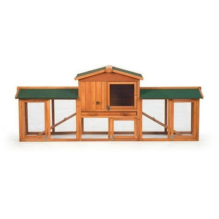Prevue  Rabbit Hutch with Double Run - Maple & Green - 7ft
