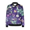 thumbnail image 4 of Ftwytp Jackets for Women Casual Long Sleeve Lightweight Bomber Jacket Classic Vintage Coat Full Zip Up Ribbed Collar Outwear Boho Floral Print Jackets, 4 of 5