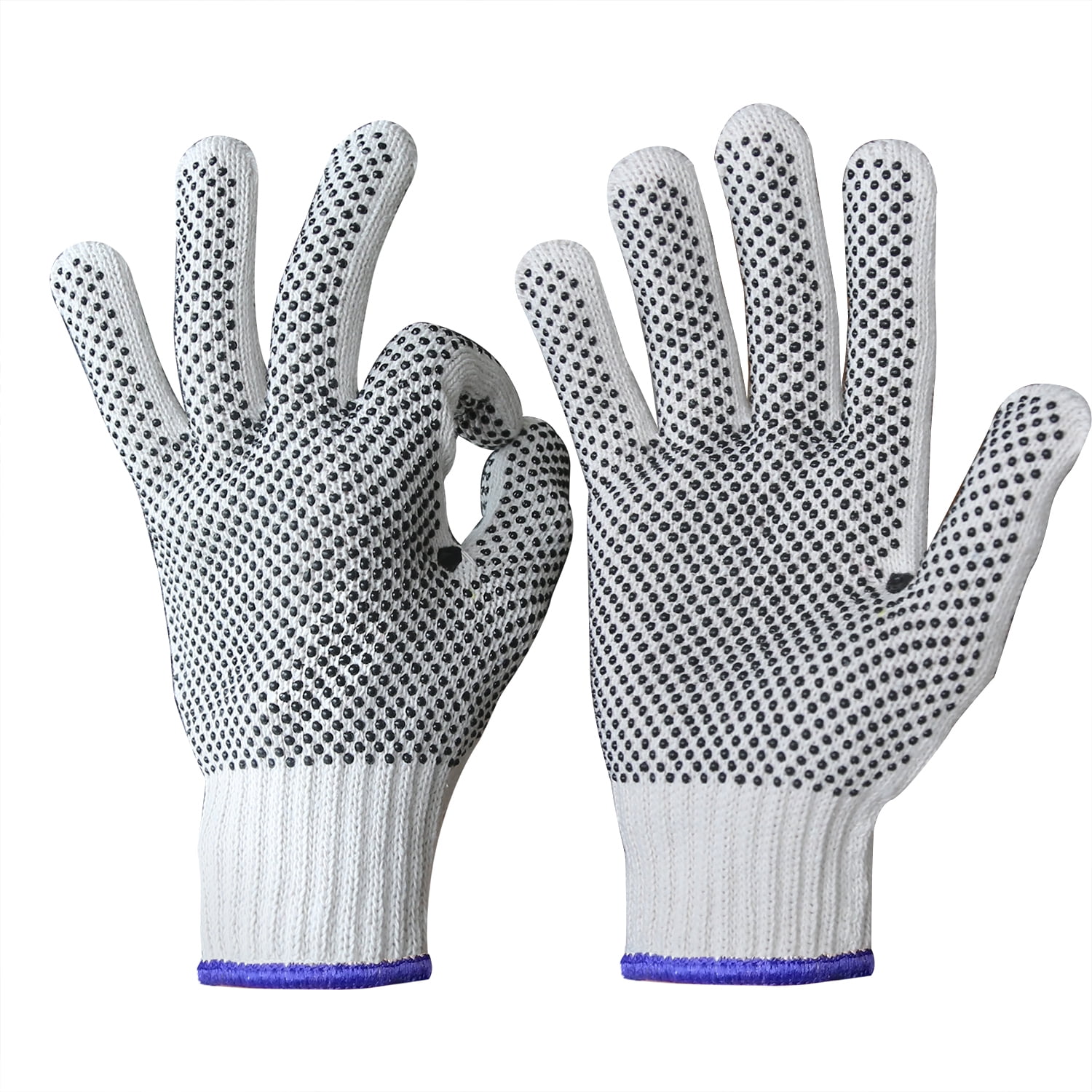 Click 2000 TBD Tronix Blue PVC Polka Dot Palm Packing Safety Grip Gloves DIY 
