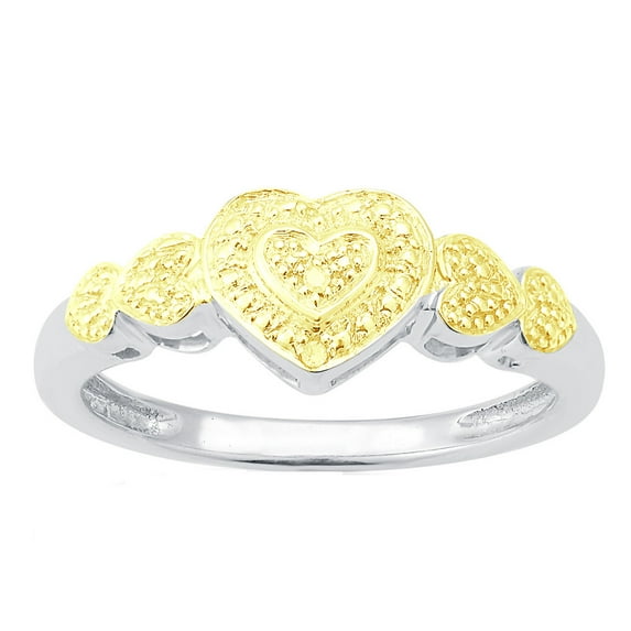 Sterling Silver with Natural Yellow Diamond Heart Promise Ring