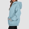 thumbnail image 4 of Women's Oversized Long Sleeve Crewneck Sweatshirt Casual Loose-Fitting Drawstring,Women’s Long Sleeve Pullover Hoodie, Casual Crewneck Sweatshirt for Everyday Wear,Blue L, 4 of 4