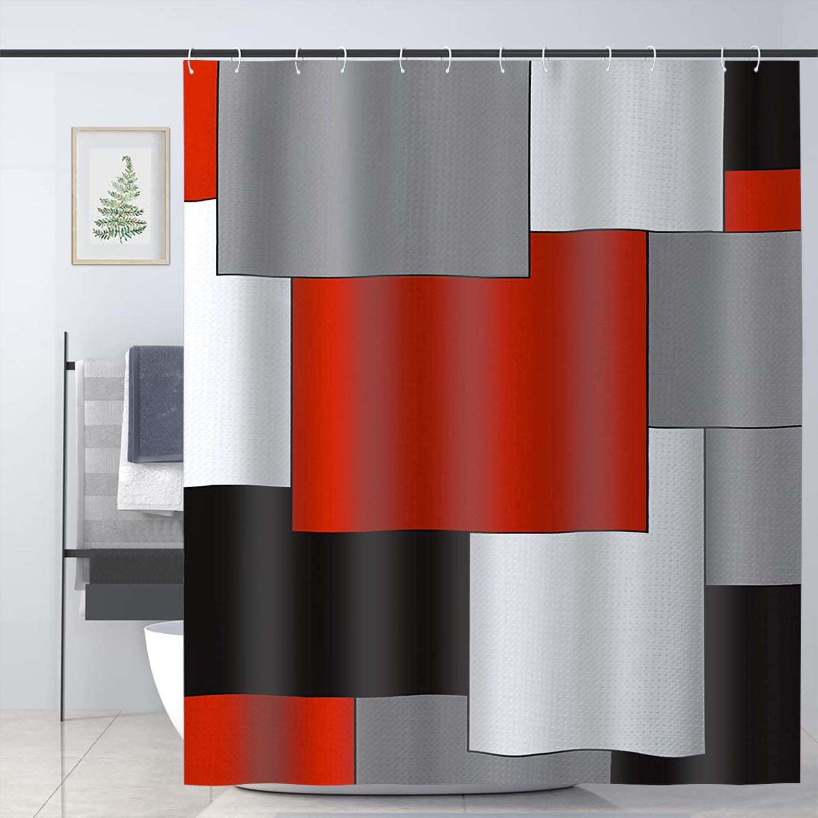 Mid Century Modern Shower Curtain Bathroom Accessories Decor Shower
