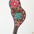 thumbnail image 2 of Hilason Western Spur Strap American Leather Floral Carving Dark Brown Hand Paint, 2 of 4