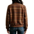 thumbnail image 6 of Xijirk Women Plaid Bomber Jacket Zip Up Long Sleeve Ribbed Trim Outerwear for Spring Fall Casual Daily Street Wear, 6 of 6