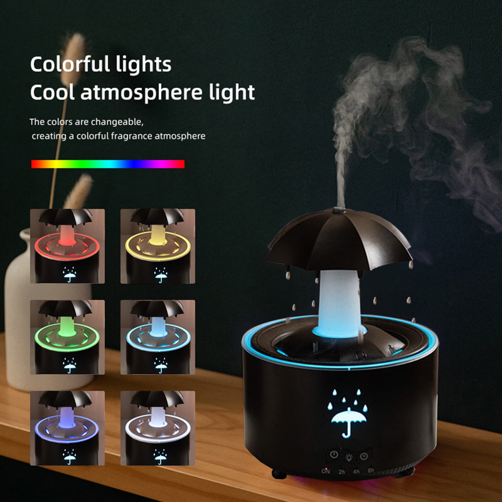 Eurhowing 350ML Cool Mist Humidifier for Bedroom & Baby Room, 3-IN-1 Essential Oil Diffuser, Remote Control Air Vaporizer 7-Color Light, Auto Shut-Off, Ultra Quiet, Black