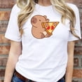 thumbnail image 3 of Playera Blusa De Capibara Comiendo Pizza Ropa Divertida Para Mujer Capibara Color Blanco Talla Chica Marca Emil SaEs, 3 of 4