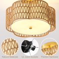 thumbnail image 4 of Giutna 13.6" Boho Light Fixtures Flush Mount, 3-Light Rattan Ceiling Light Fixtures Flush Mount Gold for Bedroom, Flower-Shaped C, 4 of 7
