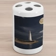 thumbnail image 1 of Lighthouse Ceramic Toothbrush Holder, Lighthouse Moonlight Island Large Clouds Sea Seaside Waterfront Night Time Bay, Versatile Countertop for Bathroom, 4.5" X 2.7", Multicolor, by Ambesonne, 1 of 4
