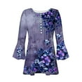 thumbnail image 6 of Dazajoo Womens Boho Blouses 3/4 Sleeve Vintage Floral Print Tunic Tops 2025 Summer Plus Size V Neck Flowy Henley Shirts,Blue,XXL, 6 of 6