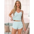 thumbnail image 3 of DARING DIVA Pajama Sleeveless Nightwear Ribbed Knit Lace Trim Cami Sets M Green, 3 of 7