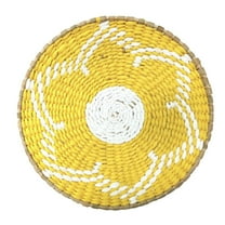 Sunxin Hangs Wall Basket Decor Boho Wall Hanging Decor Rattan Wall Decor Flat Round Wicker Woven Macrame Tapestry Wall Basket Serving Tray Art Handmade Set for Room Bedroom Living Room