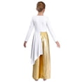 thumbnail image 2 of TTAO Kids Girls Praise Dance Outfit Metallic Gold Palazzo Pants Wide Leg Jumpsuit Long Sleeve Lyrical Worship Dress White 8, 2 of 5