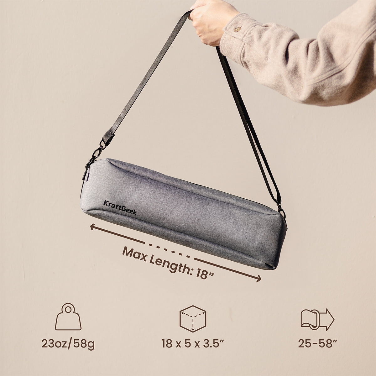 KraftGeek 18.5" Music Stand Carrying Case, Gray