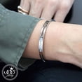 thumbnail image 2 of 555Jewelry Womens Girls Stainless Steel CZ Cubic Zirconia Stone Hinged Lock Hollow Cuff Band Bangle Bracelet, Silver, 2 of 5