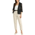 thumbnail image 2 of INSPIRE CHIC Women's Bussiness Casual Blazers Floral Lace 3/4 Sleeve Single Button Elegant Blazer Suits S Black, 2 of 5