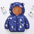 thumbnail image 2 of Fesfesfes Kids Toddler Unisex Hooded Puffer Jacket with Bear Ears Full Zip All-Over Printed Winter Coat for Boys Girls Ages 1-8 Years, 2 of 5
