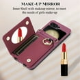 thumbnail image 3 of Allytechgroup Stylish Wallet Phone Case for Samsung Galaxy Z Flip 5 5G, Crossbody Shoulder Strap Make-up Mirror Ring Holder Stand Card Holders Shockproof Case for Girls Women, Winered, 3 of 7