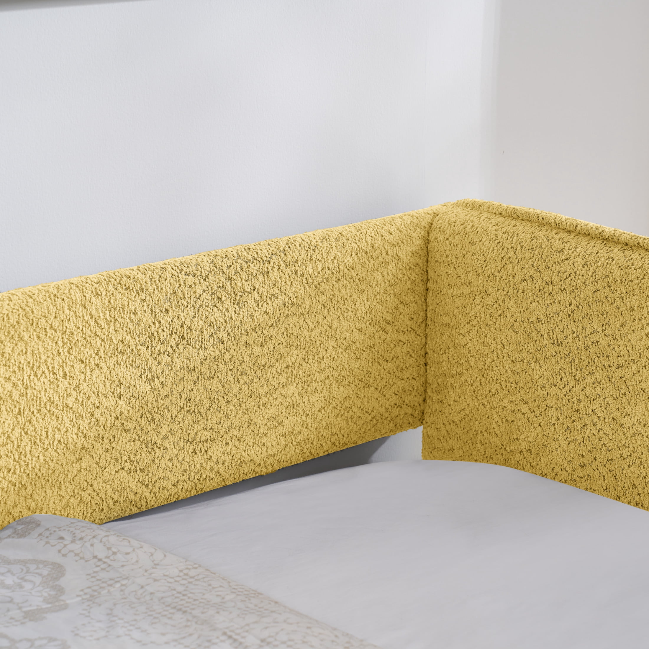Noble House Zenton Twin Size Boucle Daybed, Tufted Sofa Bed Frame with Trundle, Modern Guest Sleeper Couch, Yellow