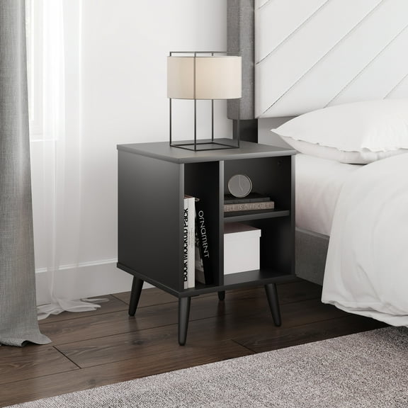 Boyd Sleep Warwick Mid-Century Modern Nightstand, Black