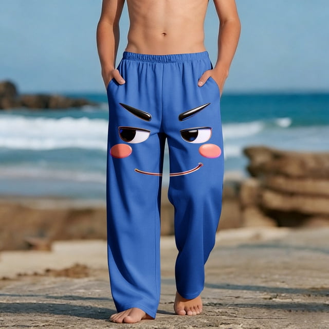 Pantalones largos para niños y niñas, de moda, estampados, casuales, de playa, con bolsillos.