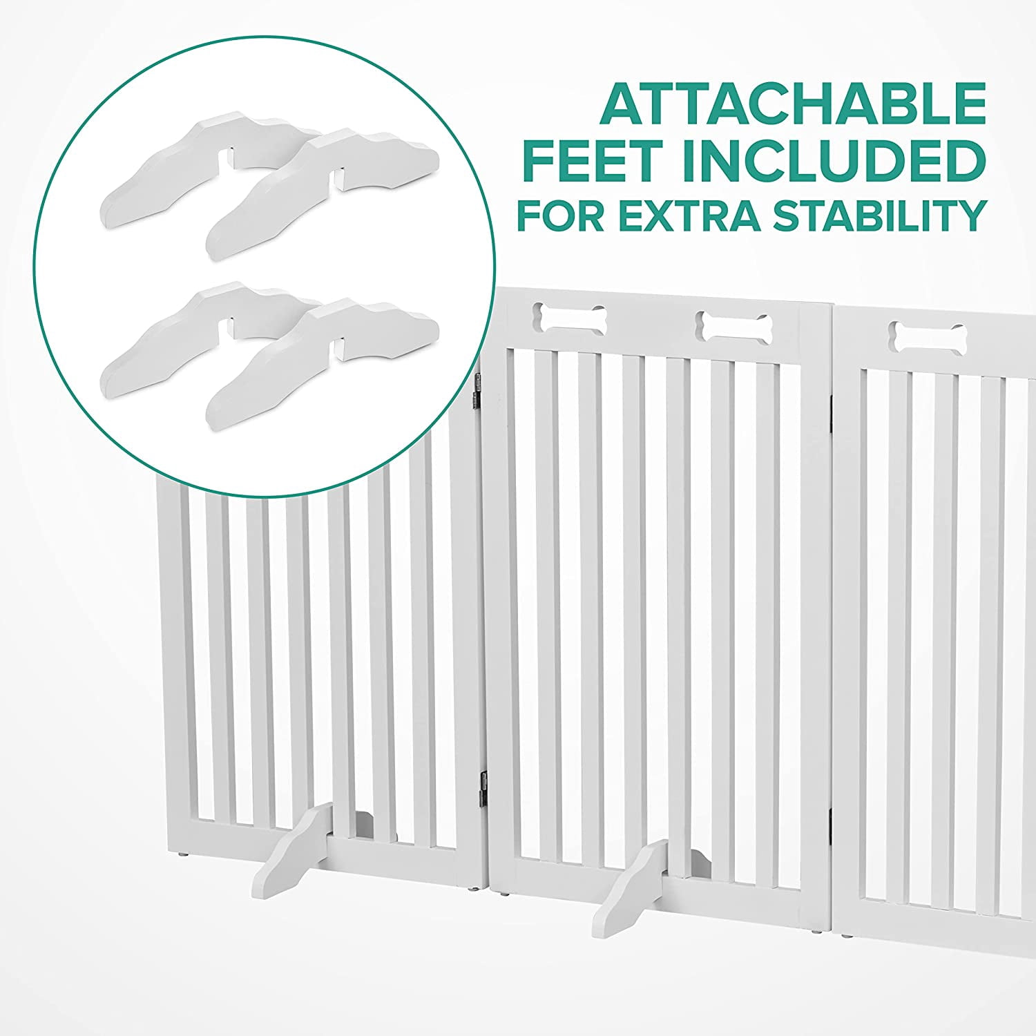 Arf Pets Freestanding Dog Gate, Wooden 6-Panel Pet Fence with Door, Foldable, 120 x 31.5 in