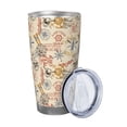 thumbnail image 2 of Picia Vintage Nautical Pattern 20 oz Tumbler Stainless Steel Vacuum Insulated Coffee Ice Cup Double Wall Travel Flask Dual Lid Water Bottle, Eco-friendly Car Cup-Without Straw, 2 of 8