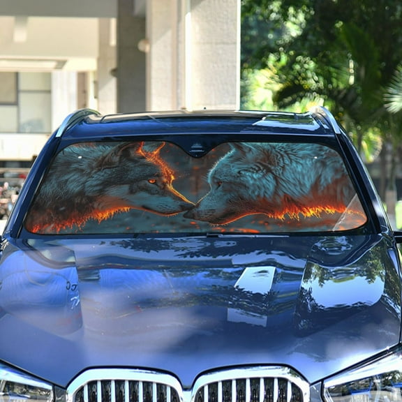 Wolves Automotive Front Car Windshield Sun Shade Reflector Foldable for Front Fit for Cars Truck SUVs
