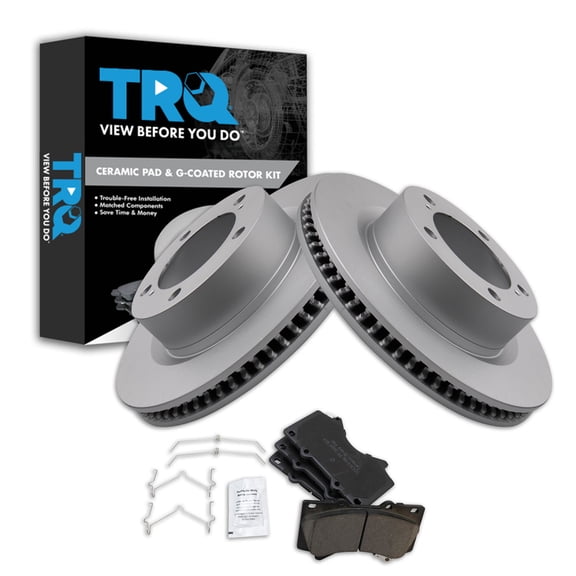 TRQ Front Brake Pad and Rotor Set Ceramic G Coated Rotors Fits 2008-2015 Lexus LX570 2008-2020 Toyota Land Cruiser