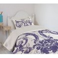 thumbnail image 2 of Ambesonne Fleur De Lis Quilted Coverlet 2 Pcs, Grunge Lily Flag, Twin Size, Purple White, 2 of 5