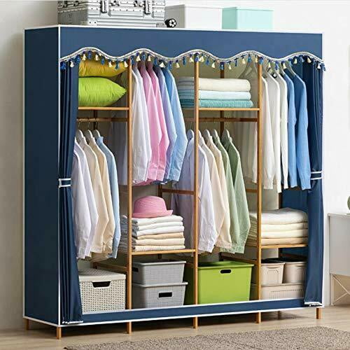 Bamboo Portable Closet Wardrobe Storage Organizer Blue - Walmart.com