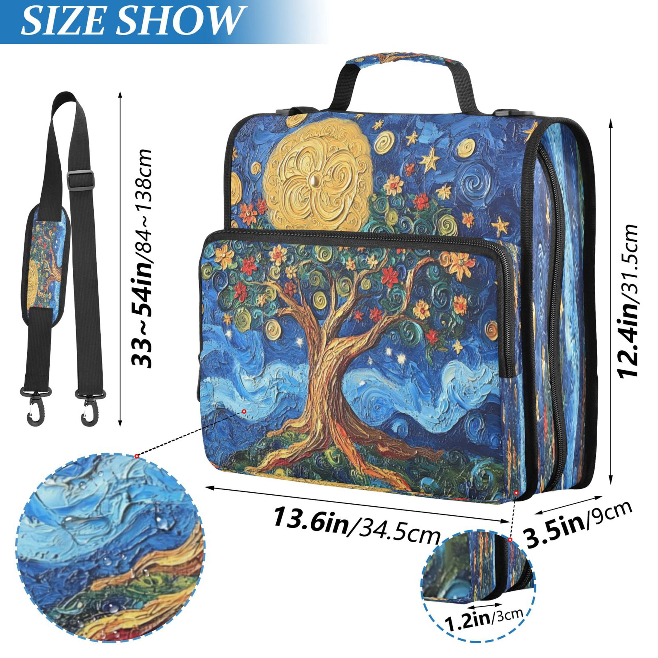 YAZAOO Zipper Binder trapper keeper Documents Organized Design Celestial Garden Printed