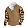 thumbnail image 2 of Wancir Men Fashion Aztec Cowboy Hoodies Retro Ethnic Printed Pullovers Zipper Stand Collar Long Sleeve Loose Tops, 2 of 3