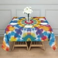 thumbnail image 3 of Colorful Rainbow Tie Dye Spiral Pattern Square Tablecloth,Waterproof Square Table Cover,Wipeable Spillproof Washable Table Cover for Home Kitchen Party Decor 52"x52"(132x132cm), 3 of 6