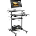 thumbnail image 3 of TechOrbits Rolling Desk for Laptop - Standing or Sitting Mobile Computer Cart with Wheels, Adjustable Height & 27.5-inch Surface - Portable Home Office Workstation, 3 of 6