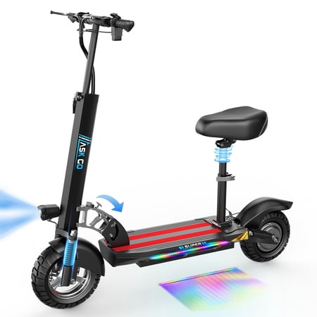 Electric Scooter Adults 1200W Peak Motor 30MPH Top Speed Electric Scooter with Seat 45 Miles Range 10 Off Road Tires Scooter Dual Suspesnsion Folding Commuting E Scooter for Adults