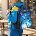 thumbnail image 3 of HUIACONG Blue Butterfly Glow Print 13.5 Inch Kids Backpack for Boys Girls, Water Resistant Large Capacity School Bookbag with Multi Pockets Breathable Padded Adjustable Straps for Travel Daily Use, 3 of 7